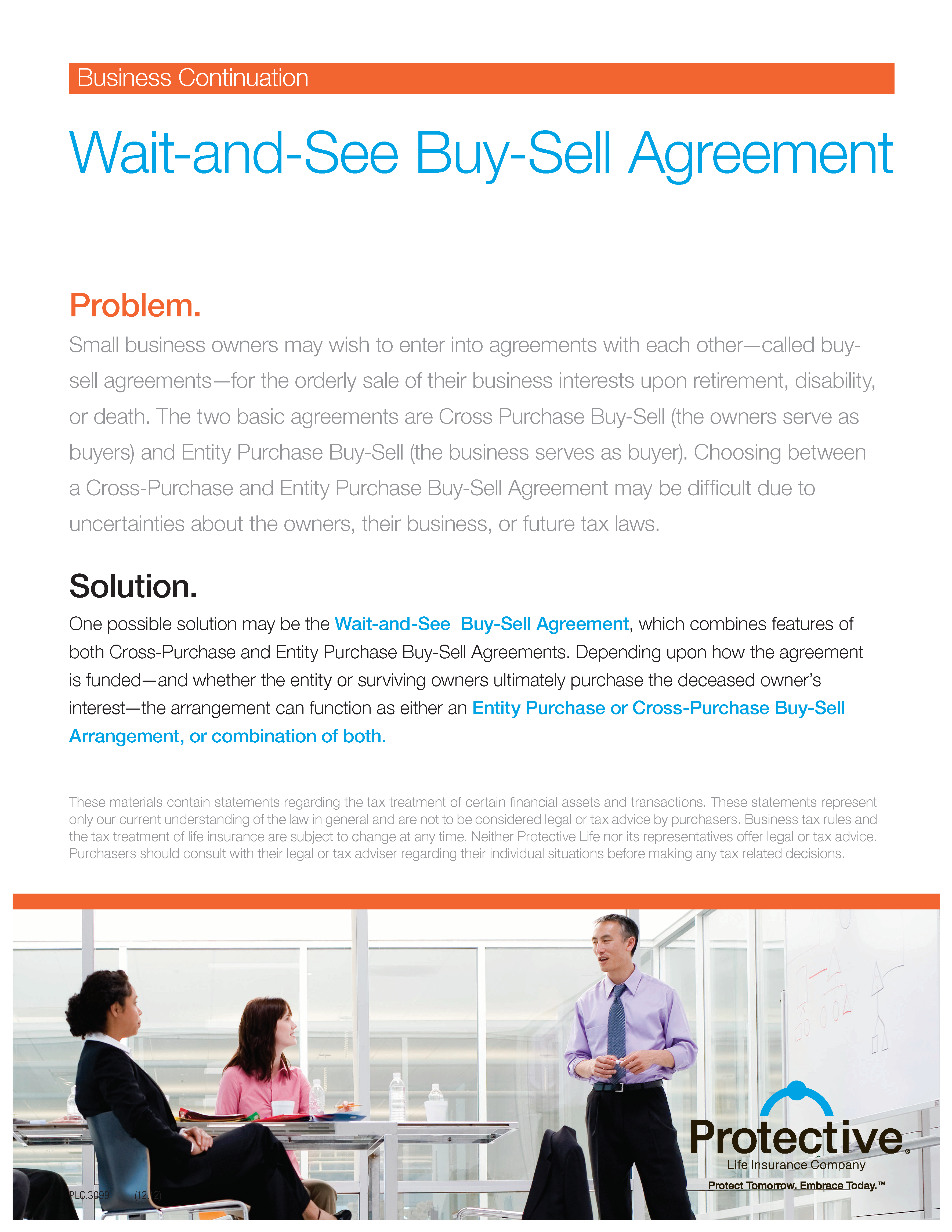 Protective-Wait and See Buy-Sell Agreement Consumer Flyer